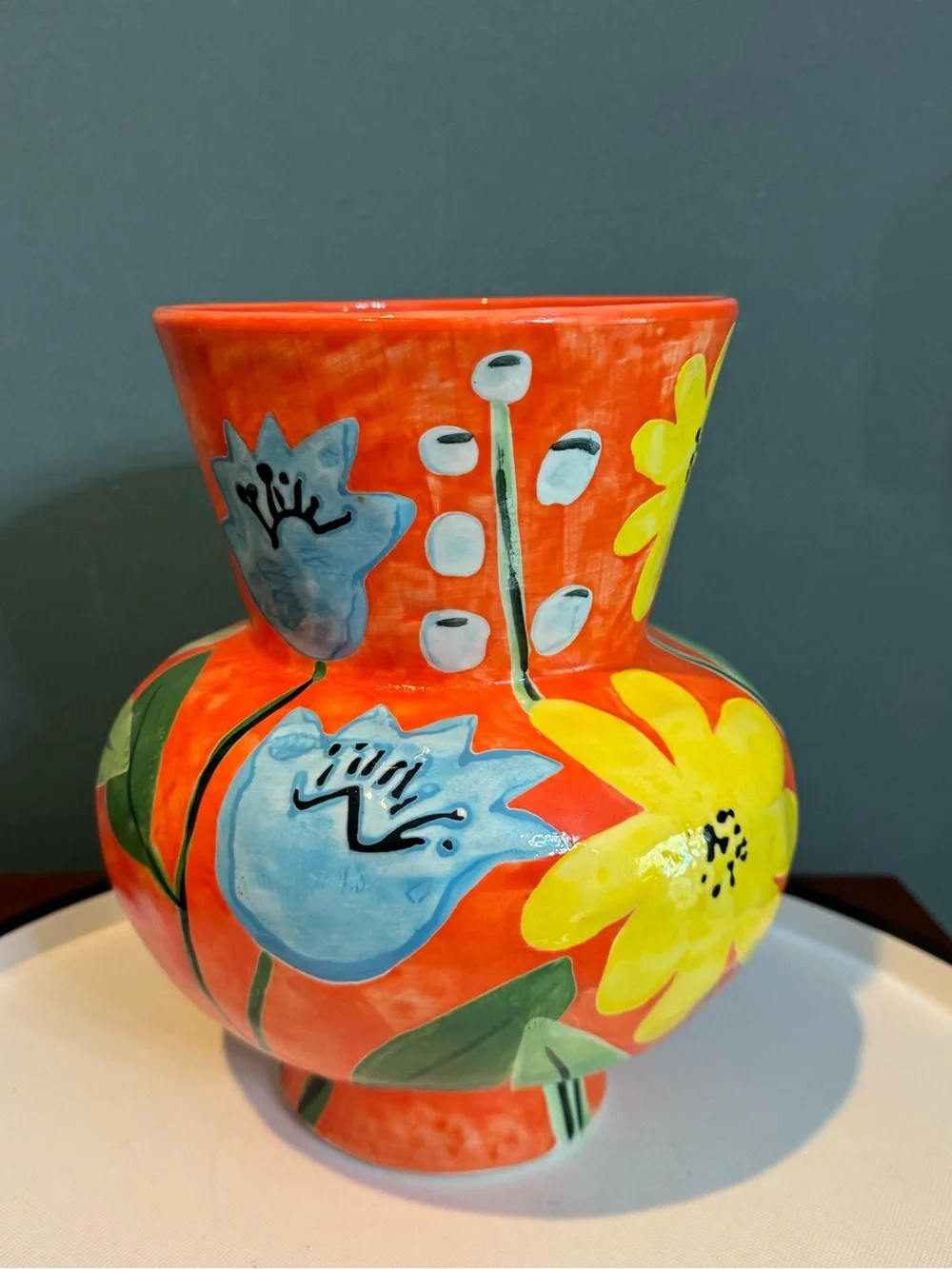 Anthropologie Julie Moon Orange Floral Vase